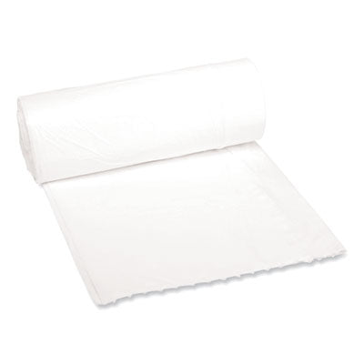 Boardwalk® Low-Density Waste Can Liners, 16 gal, 0.4 mil, 24" x 32", White, Perforated Roll, 25 Bags/Roll, 20 Rolls/Carton