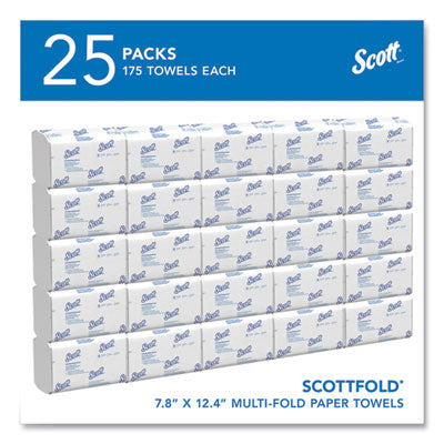 Scott® Pro Scottfold Towels, 1-Ply, 7.8 x 12.4, White, 175 Towels/Pack, 25 Packs/Carton