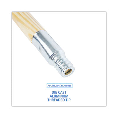 Boardwalk® Metal Tip Threaded Hardwood Broom Handle, 0.94" dia x 60", Natural