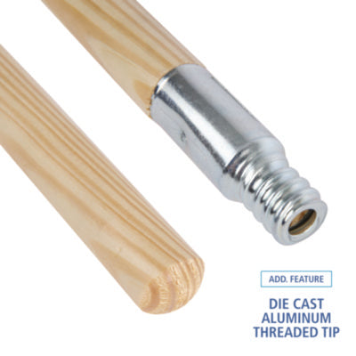 Boardwalk® Metal Tip Threaded Hardwood Broom Handle, 0.94" dia x 60", Natural