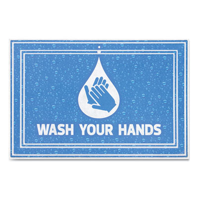 Apache Mills® Message Floor Mats, 24 x 36, Blue, "Wash Your Hands