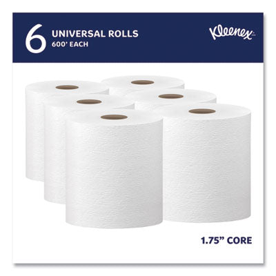 Kleenex® Hard Roll Paper Towels with Premium Absorbency Pockets, 1-Ply, 8" x 600 ft, 1.75" Core, White, 6 Rolls/Carton