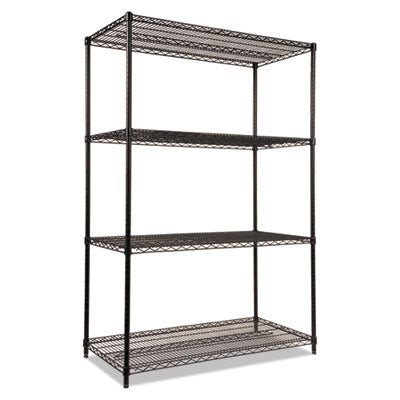 Alera® NSF Certified Industrial Four-Shelf Wire Shelving Kit, 48w x 24d x 72h, Black